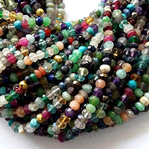 13 inch natural beads strand of 3.5-4mm faceted rondelle multi gemstone gemstone beads for DIY jewelry - necklace, bracelet, earring, ring.