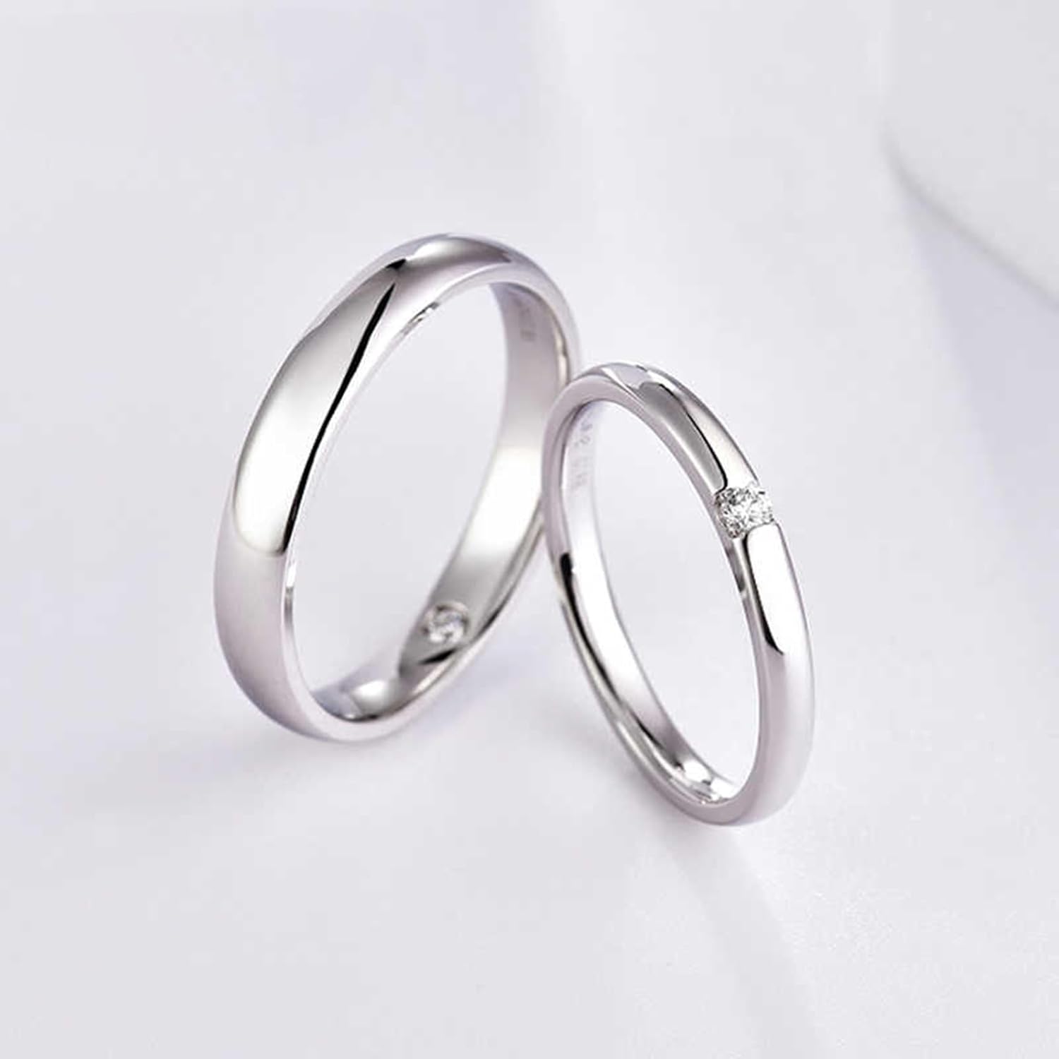 Wycian Halo Ring Men Diamond Promise Ring White Gold and PT950 with 0.03CT Diamond Size Solid Not Plated Fashion for Ladies Christmas Jewelry