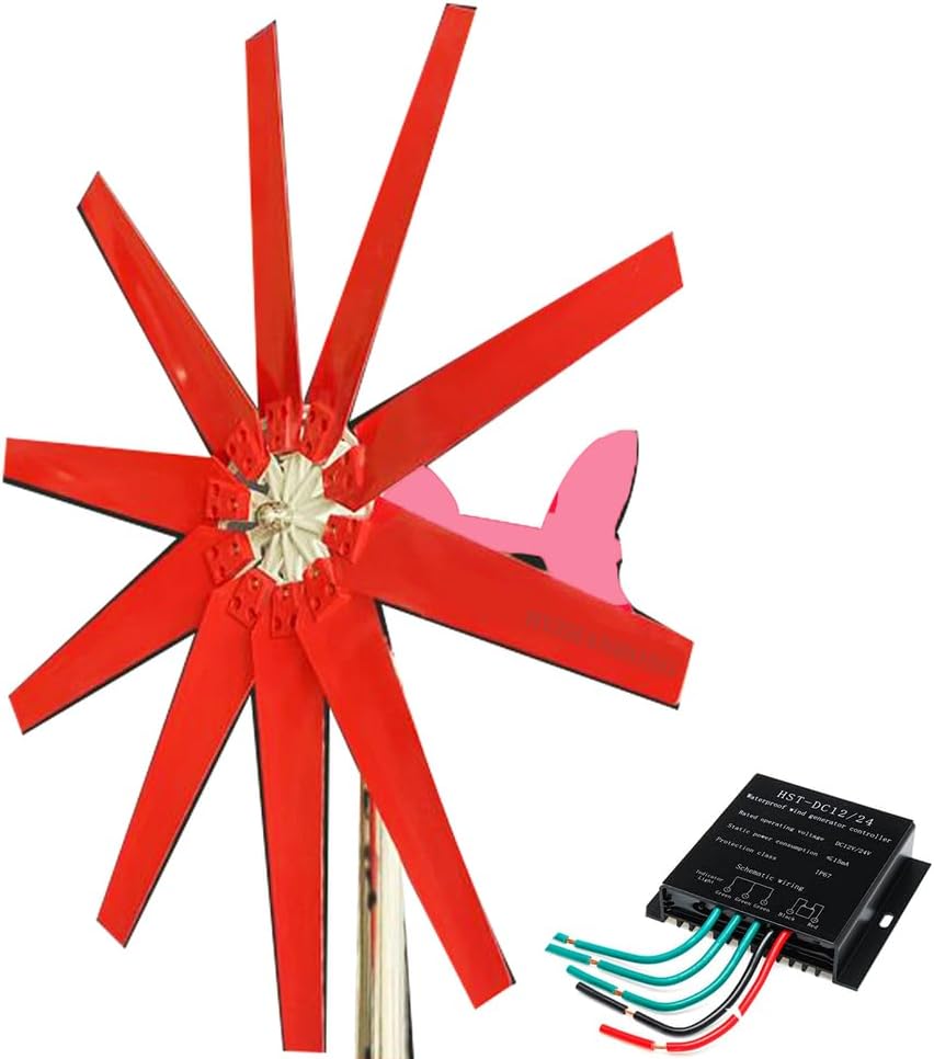 12000W Wind Turbine Generator 10 Blades 12V 24V 48V Windmills Kits with MPPT Hybrid Charger Controller for Home Use(White)