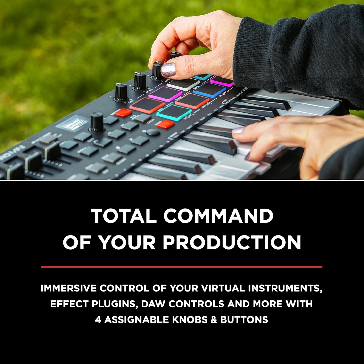 M-AUDIO Oxygen Pro Mini 32-Key USB MIDI Keyboard Controller for MacOS and WinOS, with Beat Pads, Assignable Knobs and Faders, and Native Instruments Sound Pack (NKS Integration)