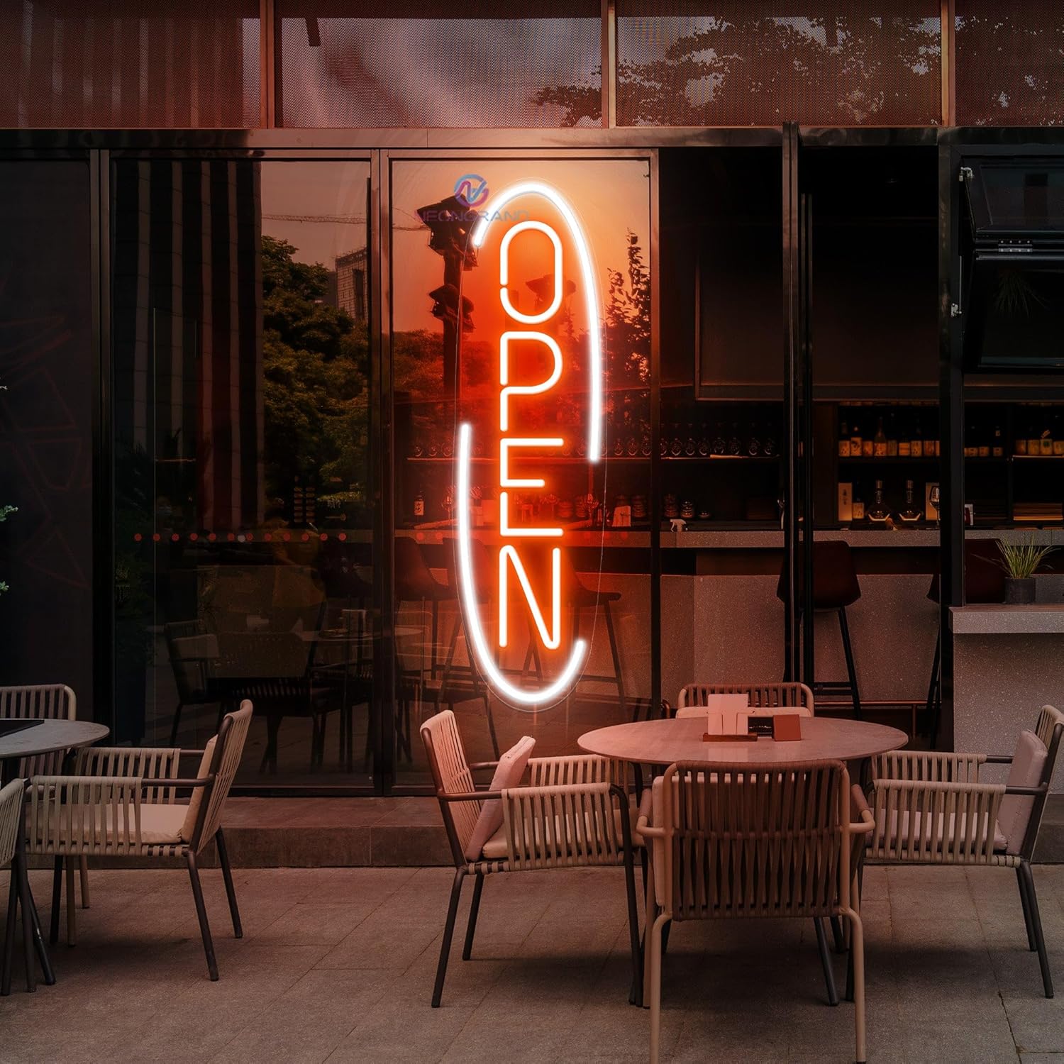 Vertical Open Led Sign 24x7.4'' with Remote-Super Bright both Outdoor and Indoor Neon Sign business window light (24x7.4'' - Orange)