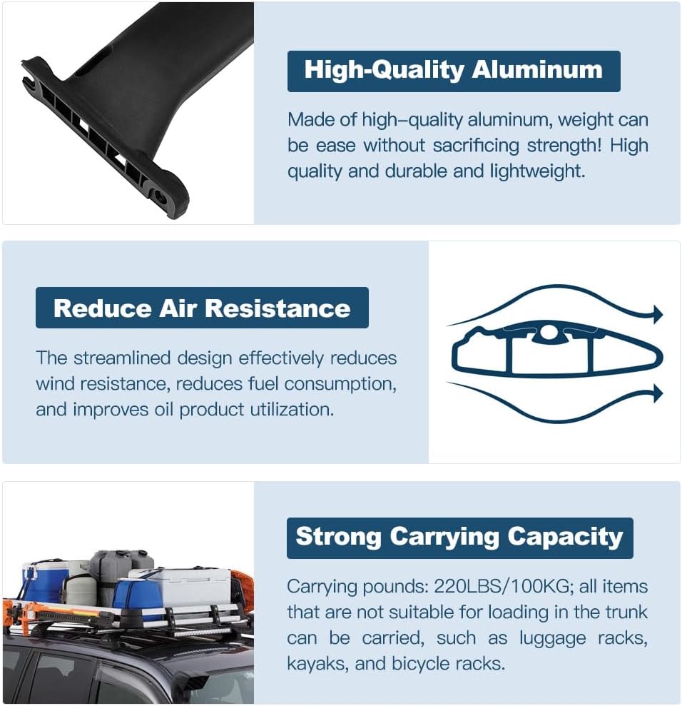 ECCPP Roof Rack Crossbars Compatible for Ford Escape 2013-2019 Cargo Racks Rooftop Luggage Canoe Kayak Carrier Rack - Max Load 150LBS Kayak Rack Accessories