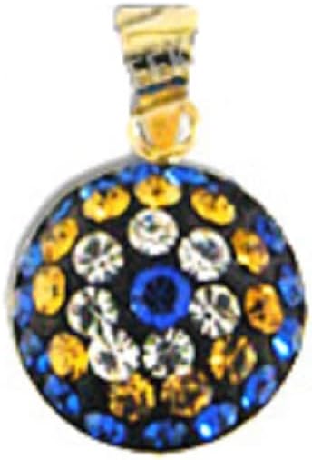 14k Gold Pendant - Circle with Blue, Yellow & White Swarovski (10mm)