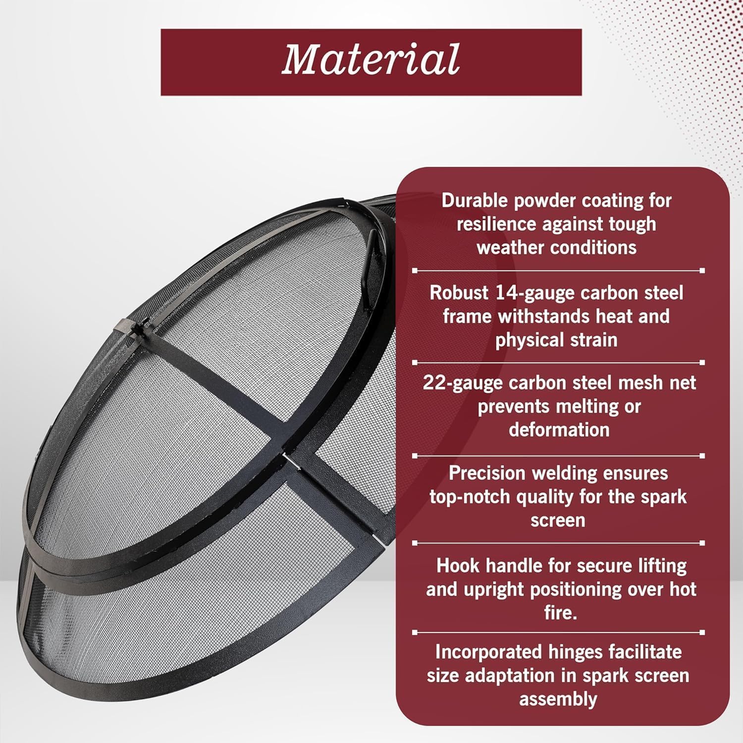 FEBTECH - Fire Pit Screen 40 inch Round Heavy Duty Outdoor FirePit Screen Round with Hook for Easy to Lift Spark Ring, Firepit Replacement Screen & Fire Pit Insert