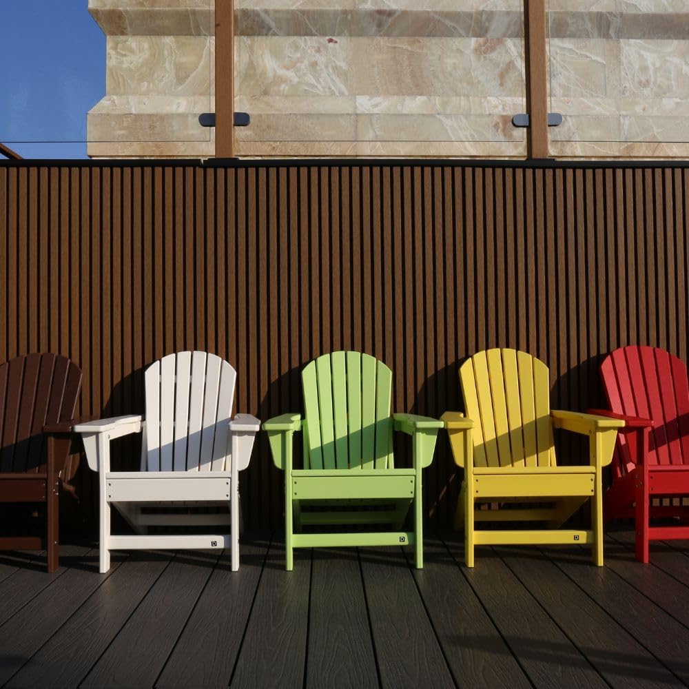 NewTechWood Child Adirondack Patio Chair Weather Resistant, Easy Installation, Widely Used in Outdoor, Fire Pit, Deck, Lawn, Outside, Garden Chairs (Ivory)