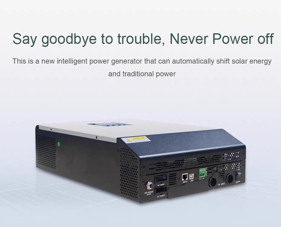 3KVA 2400W 120V Stainless Steel Solar Inverter with Inverter,Pure Sine Wave Solar Power Inverter Mode with 50A Solar Charger & 30A AC Charger 24V LeadAcid Sealed GelAGM Battery