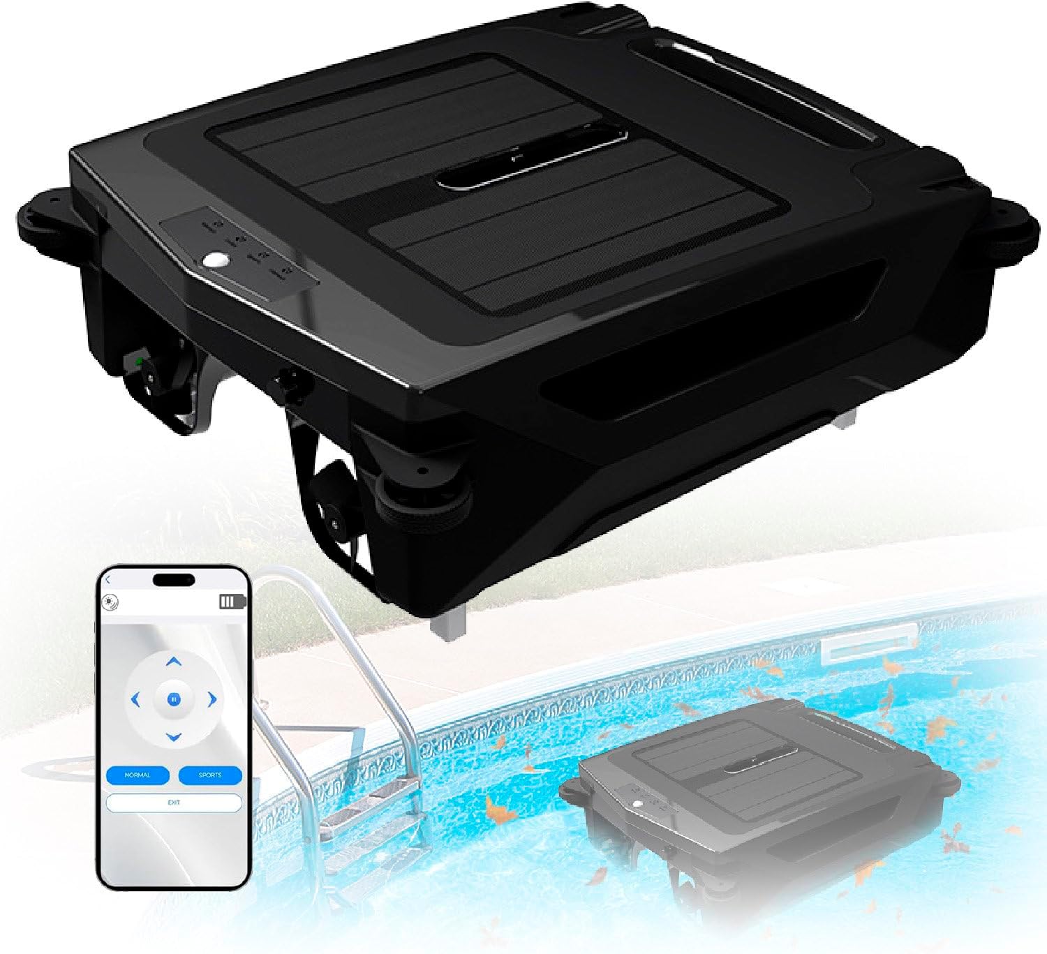 Automatic Solar Pool Cleaner Dual Mode ＆ Overnight Continuous Cleaning, Pool Skimmer Robot, for Pools Automatic Pool Cleaning Robot