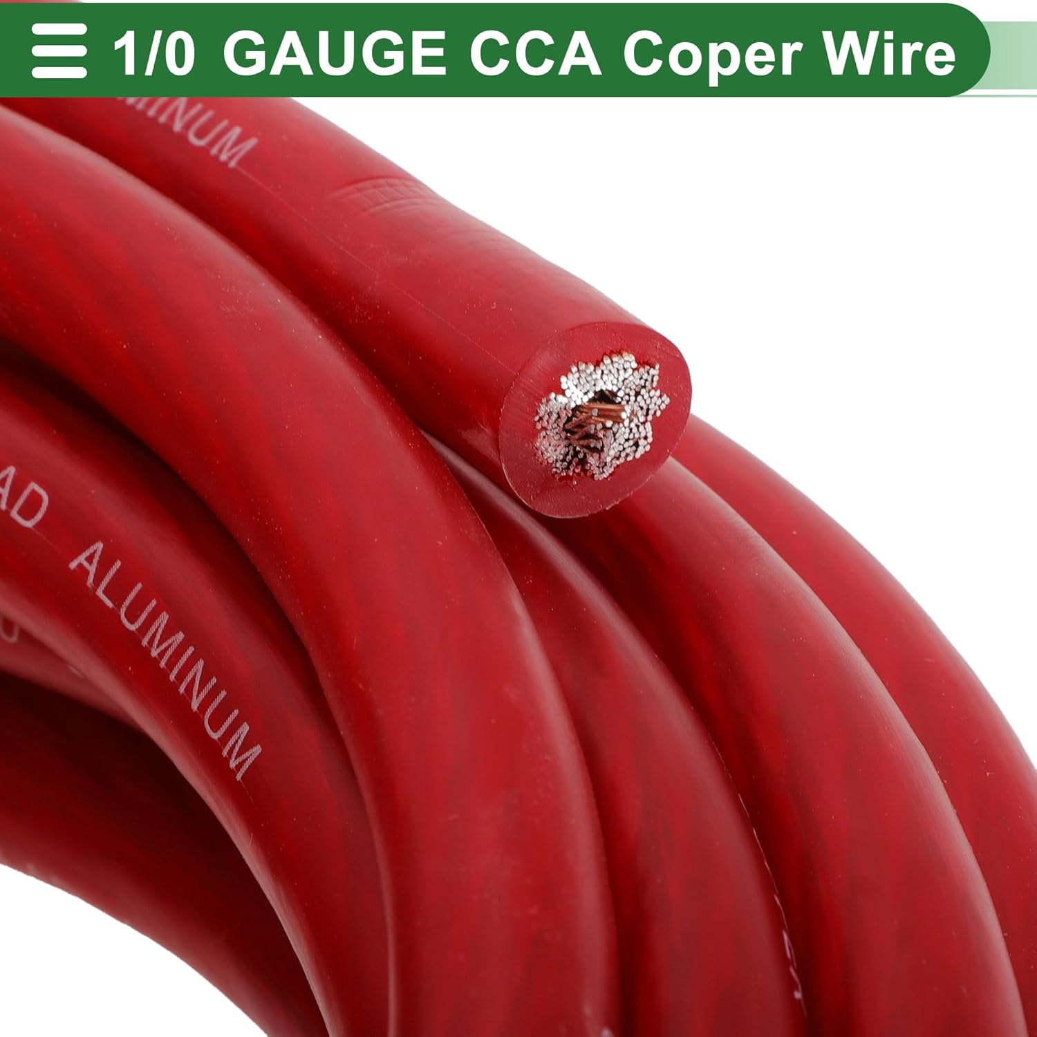 Motoforti 1/0 Gauge Ground Wire with Lugs& Heat Shrink Wrap Copper Clad Aluminum CCA - Car Amplifier Power & Ground Cable for Car Audio Speaker, 20 Feet Each-Black,Red
