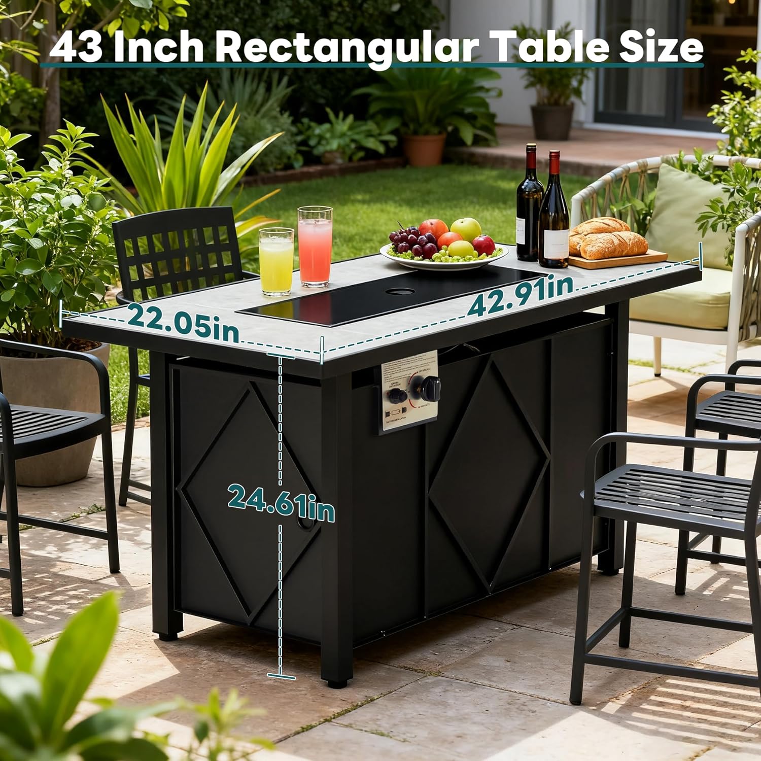 Smug 43 Inch Propane Fire Pit Table, 50,000 BTU Outdoor Gas Fire Pit for Outside Patio Deck Garden Backyard Deck Balcony, CSA Certification