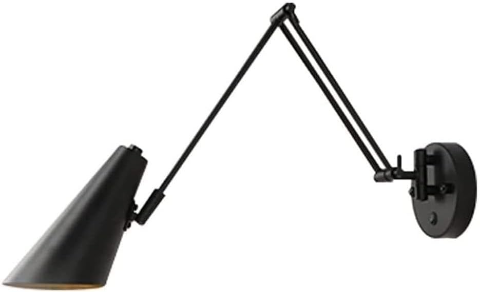 Modern Adjustable Swing Arm Wall Lamp E27 Metal Hardwired Wall Light, for Bedroom, Hallway, Kitchen, Living Room Lighting Fixture(Black)
