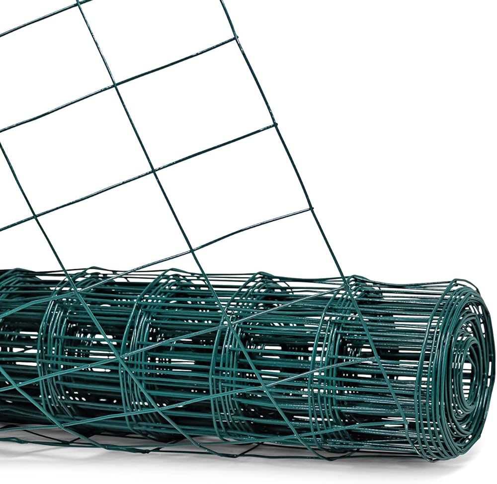 Fencer Wire 16 Gauge Green Vinyl Coated Welded Wire Mesh, 2-Inch x 3-Inch Grid Hardware Cloth for Home and Garden, Great for Home Improvement and Home Guard Project
