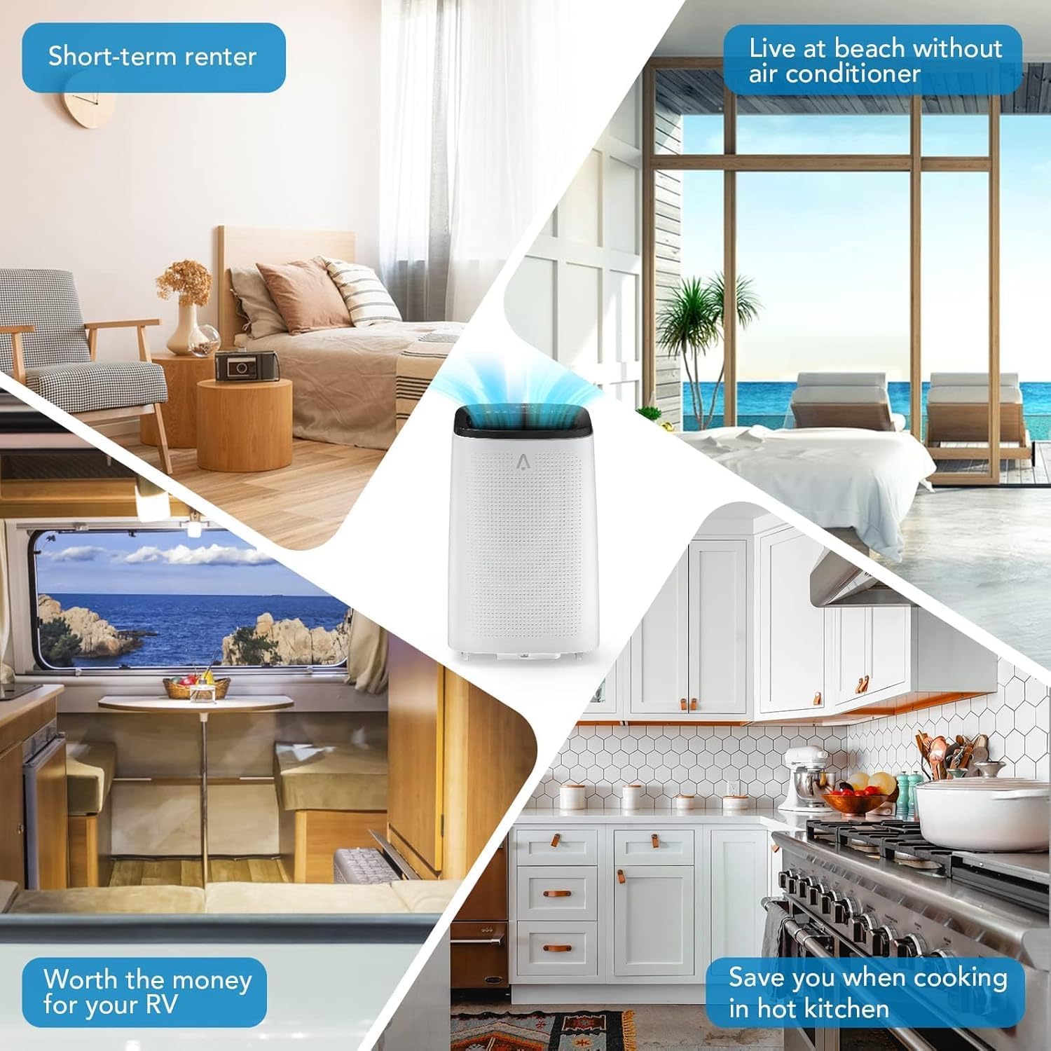 14,000 BTU Portable Air Conditioner – 4-in-1 AC Unit with Cooling, Dehumidifier, Fan, Sleep Mode, Cools Rooms Up to 750 Sq.Ft, Remote, Timer, LED Display