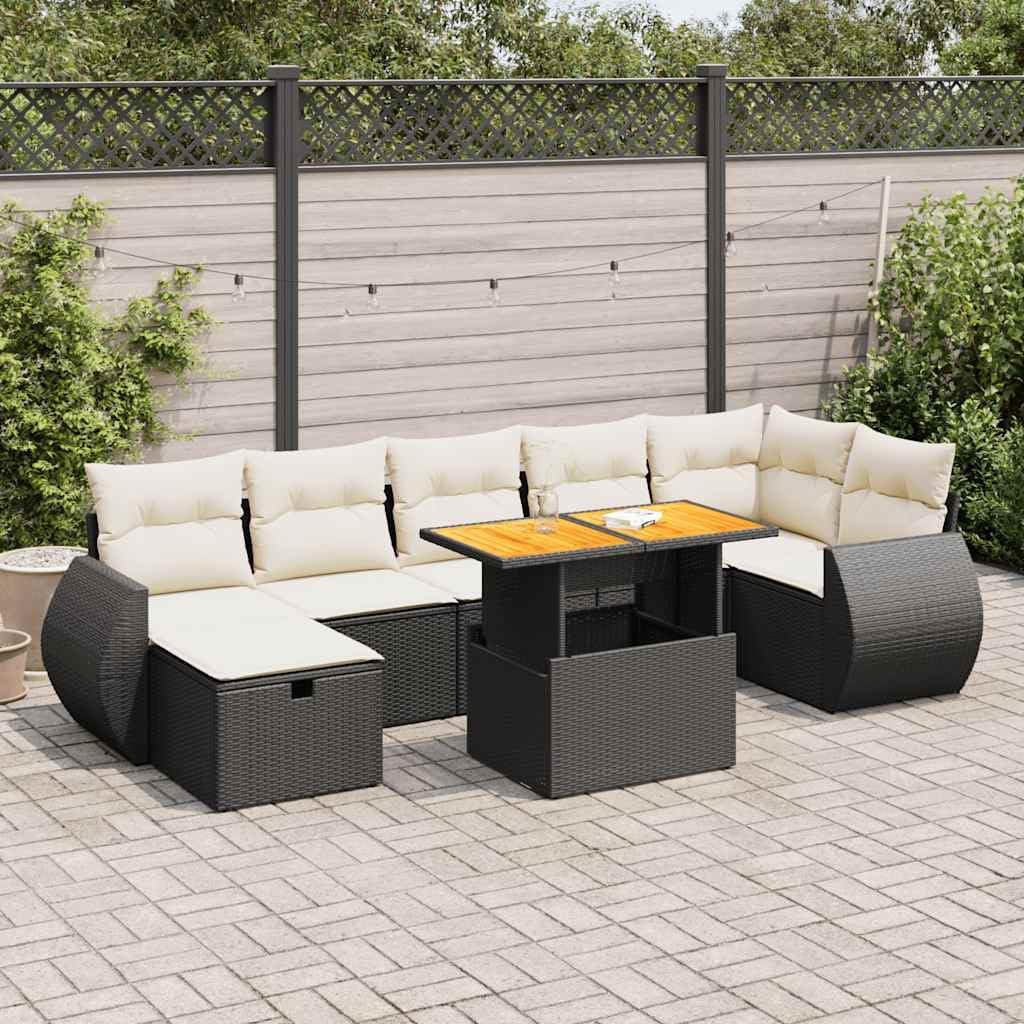 5 Piece Garden Sofa Set with Cushions, Modular Outdoor Furniture in Brown and Cream White, Durable PE Rattan and Steel Patio Seating for Balcony