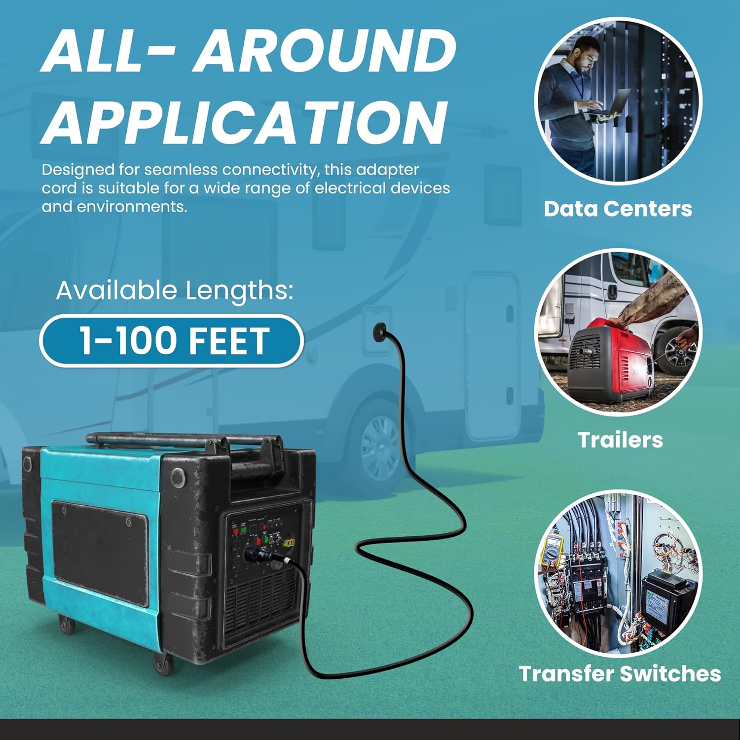 IronBox Electric NEMA L14-30P to L6-30R Plug Adapter Power Cord - 30A, 10 AWG, 125/250V - Heavy Duty UL Listed Power Cable for Generator, Outdoor, Data Centers, Camper & More (40 ft, Custom Built)