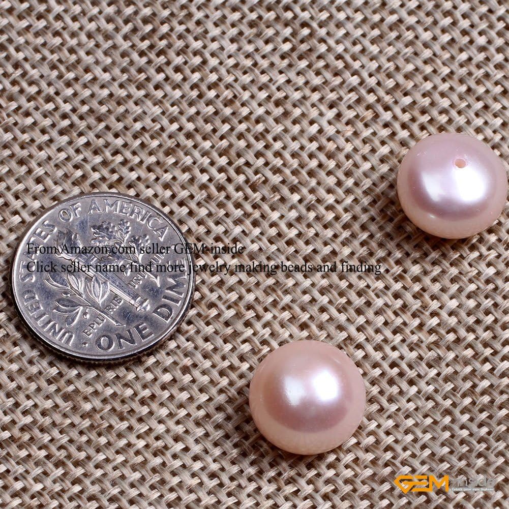 GEM-Inside 11mm Size 16 Pairs Pink Rose Pearls Half Drilling Drill Freshwater Pearls Loose Beads Handmade Beads for Jewelry Making Stud Earring Jewelry Beading Supplies for Women