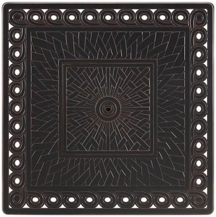 Fire Sense 63694 Cartney Woven Aluminum Convertible Gas Fire Pit Table 37,000 BTU Outdoor Multi-Functional Fire Pit with Fire Bowl Lid, Nylon Weather Cover & Clear Fire Glass - Bronze Finish - Square