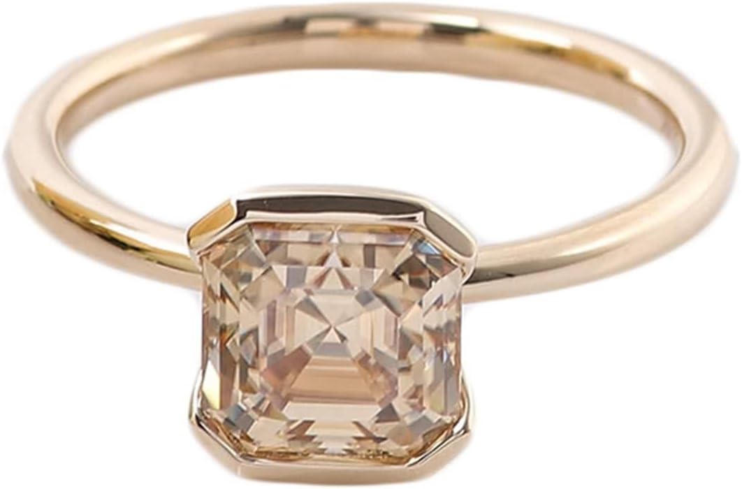 Moissanite Eternity Ring, Wedding Bands Womens Solitaire Ring 9/14/18K Yellow Gold Gift for Wife