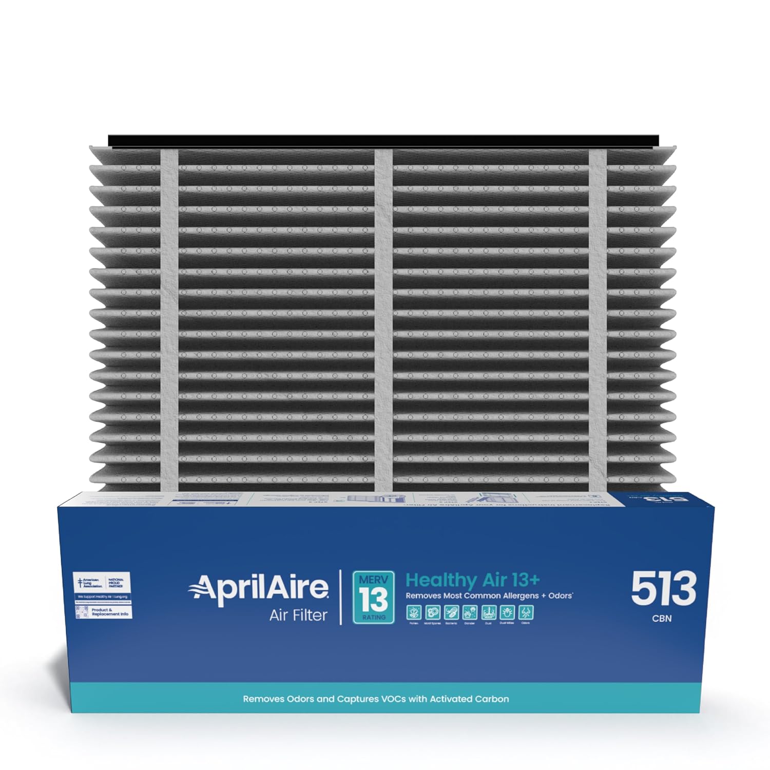 AprilAire 513CBN Replacement Filter for AprilAire Whole House Air Purifiers - MERV 13 with Carbon, Healthy Home Allergy + Odor Reduction, 31x28x4 Air Filter (Pack of 2)