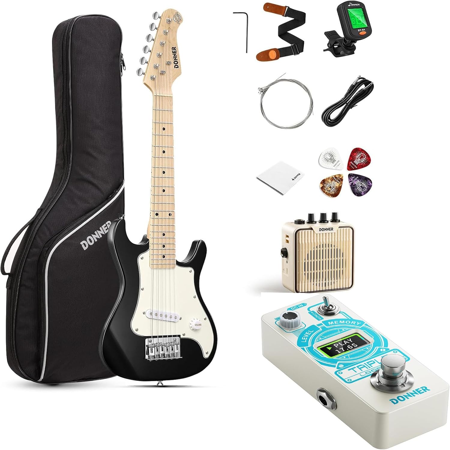 Donner 30 Inch Kids Electric Guitar-Triple Looper Guitar Pedal