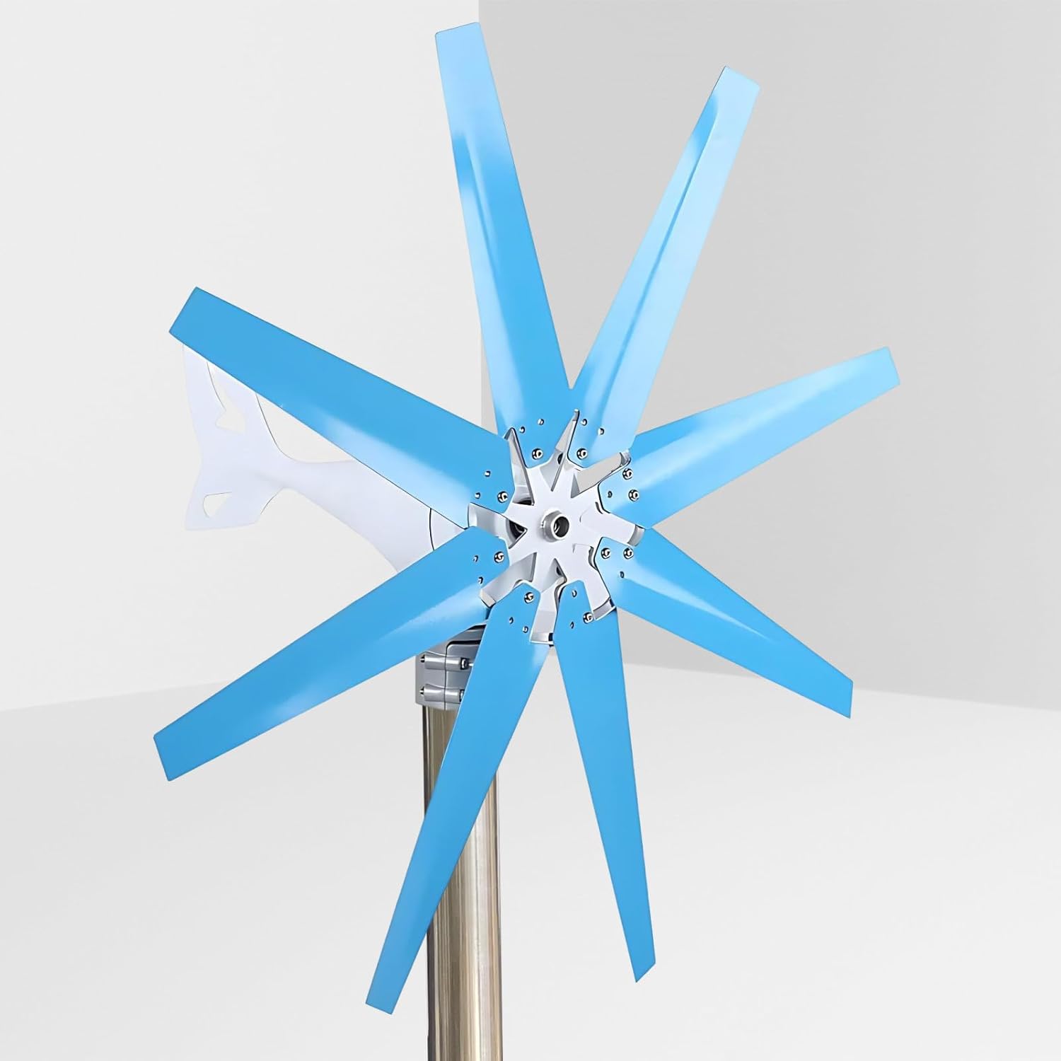 8-Blade Wind Turbine Generator 100/200/300/400W, 12/24V Power Kit with Controller, Low Noise Design for Home, Gazebo, RV, Off-Grid Use Blue-400W