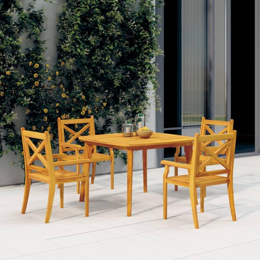 5 Piece Patio Dining Set Solid Wood Acacia,Acacia Outdoor Dining Set: Sturdy Table and Stylish Chairs for Patio and Garden Furniture Sets for Patio, Lawn & Garden