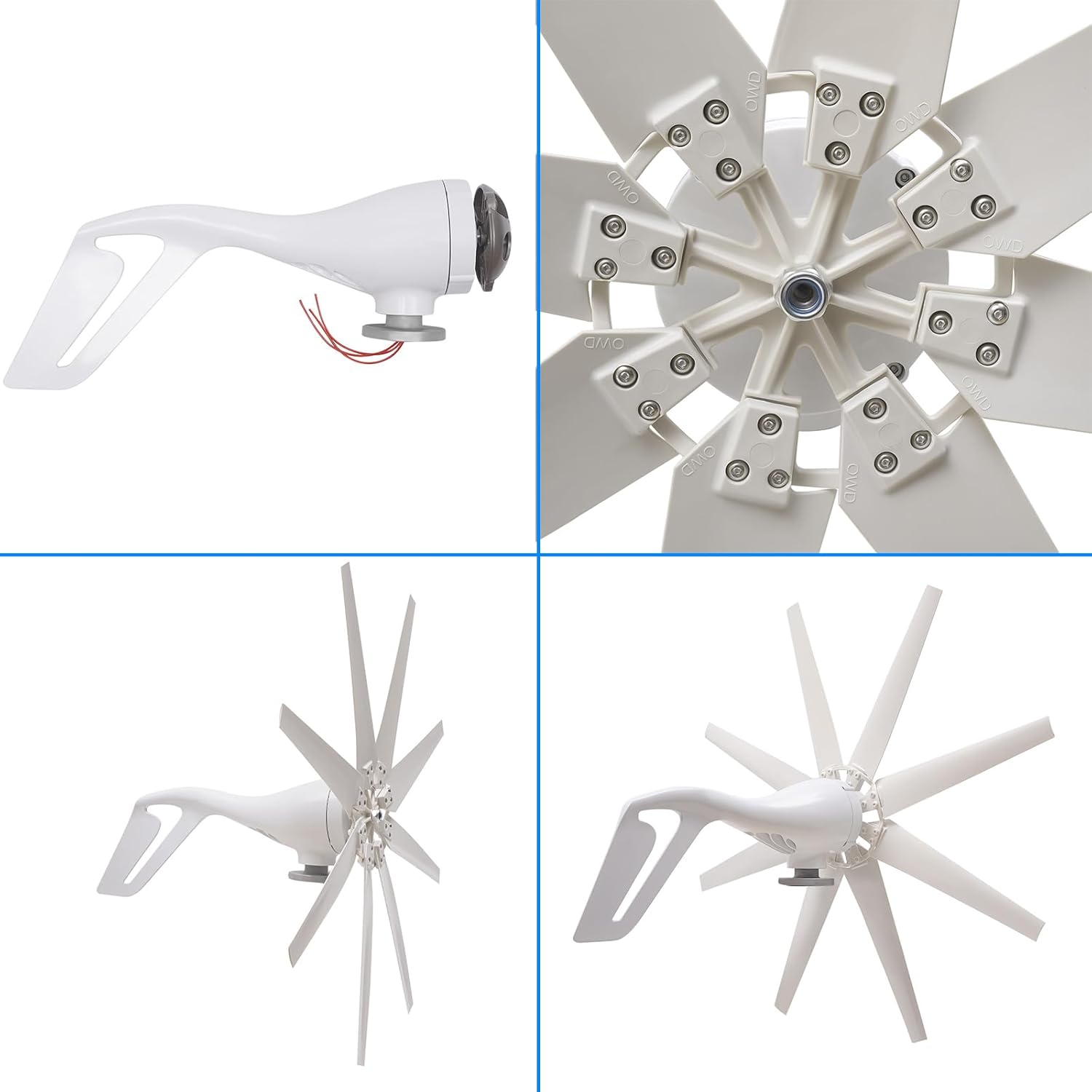 Wind Turbine Generator Kit 600W 12V with 8 Blade, Wind Generator Kit with Charge Controller, Wind Power Generator for Marine, RV, Home, Terrace