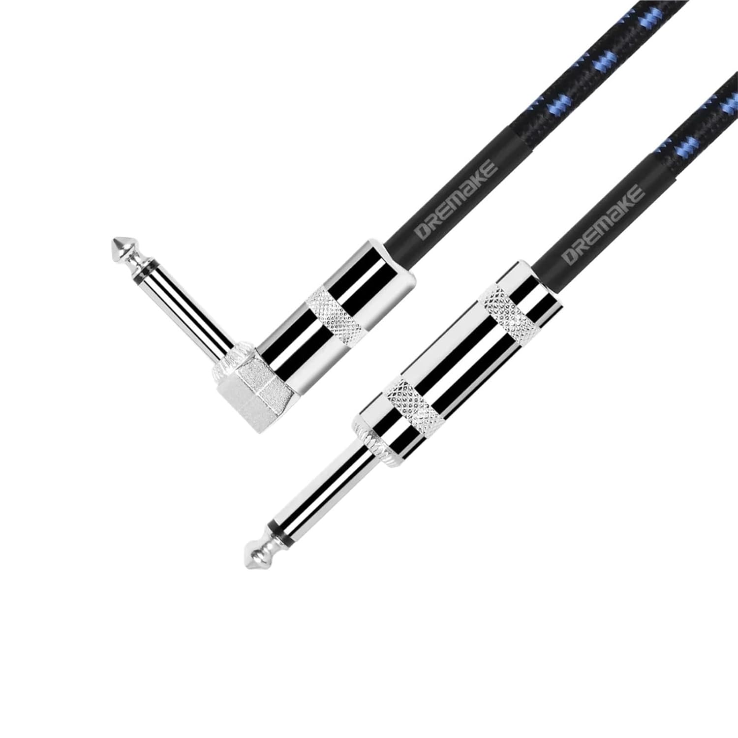 Guitar Cable Jack 6.5mm to 6.5mm 1/4'' Mono Patch Cable for Acoustic Guitar Electric Mandolin Pro Audio to Amp/PA Certified(Blue Right Angled,5m)
