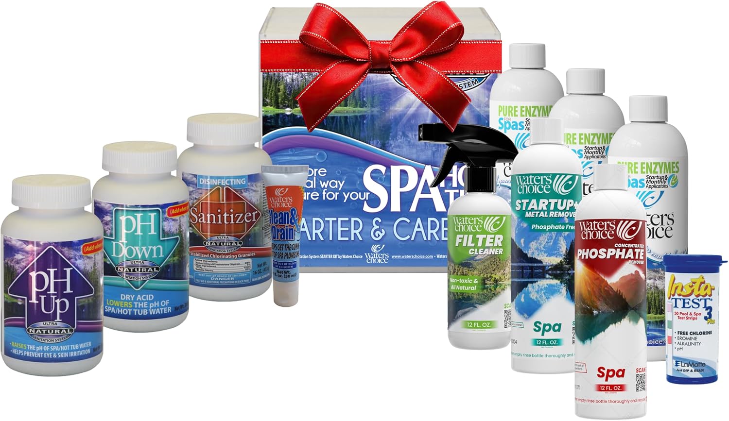 Ultimate 3-Month Natural Hot Tub Enzyme Cleaner & Water Clarifier–Complete Spa Care Kit with pH Balancer, Metal & Phosphate Remover, Test Strips, Filter Cleaner, Spa Purge Maintenance