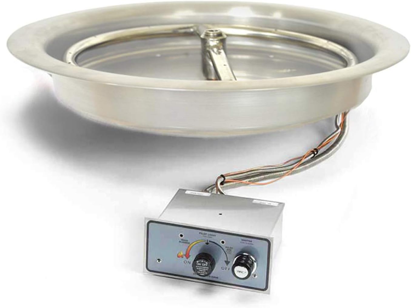 HPC Fire Push Button Flame Sensing Fire Pit Burner Kit (FPPK13-FLEX-NG), 13-Inch Bowl Pan, Natural Gas, UL Listed