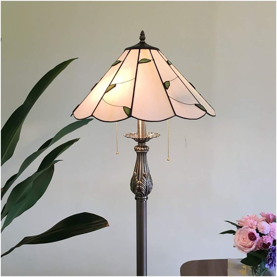 Floor Lamp Standing Lamp for Bedroom Standing Lamp Romantic Pastoral Style Stained Glass Floor Lamp with 16 Inch Double LED Bulb for Living Room Bedside Bedroom (Color : B)