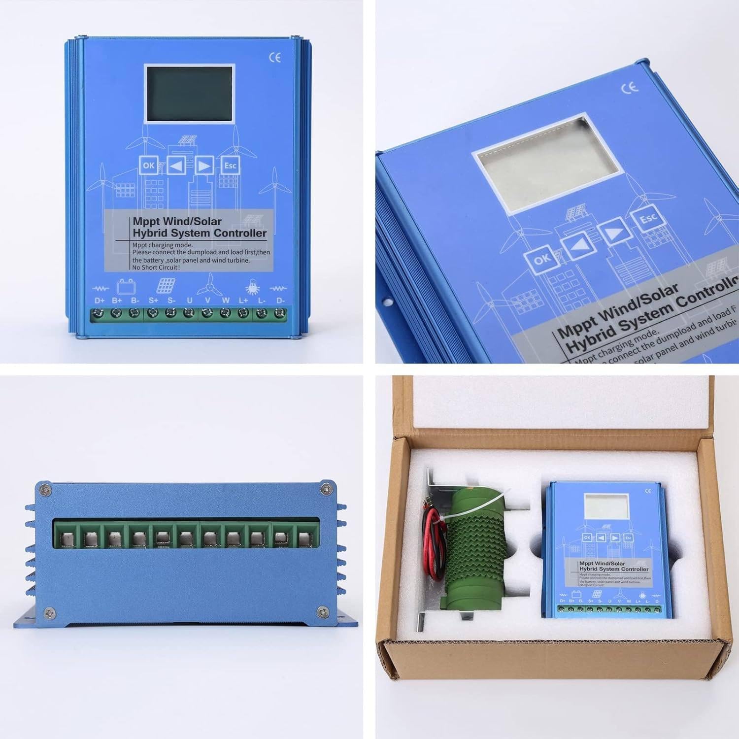 6000W 8000W 10000W Wind Solar Hybrid Charge Controller, Wind Solar Controller Digital Intelligent Control Wind Solar Regulator 12V 24V 48V Solar Wind Power Accessories Intelligent Regulator,10000W-48V