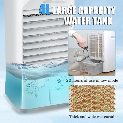Portable 4-in-1 Air Conditioner with 3 Speeds & 4 Modes, 4L Water Tank, Remote Control, Evaporative Cooling Fan for Home, Office, Truck, RV (12V/220V)(24V/220V)