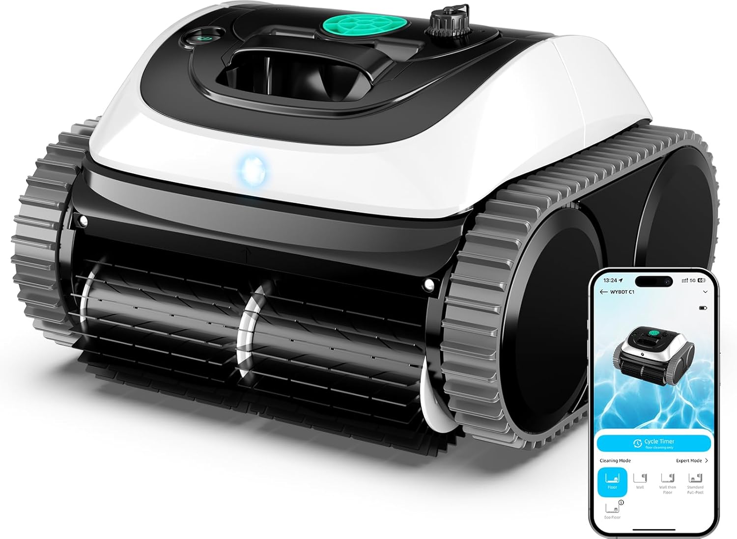 (2025 Upgrade) WYBOT C1 Robotic Pool Vacuum for Inground Pools, Professional Cordless Pool Cleaner 150mins 4-in-1 Wall & Waterline Cleaning Up to 1,614sq.ft, Smart Navigation, App Support