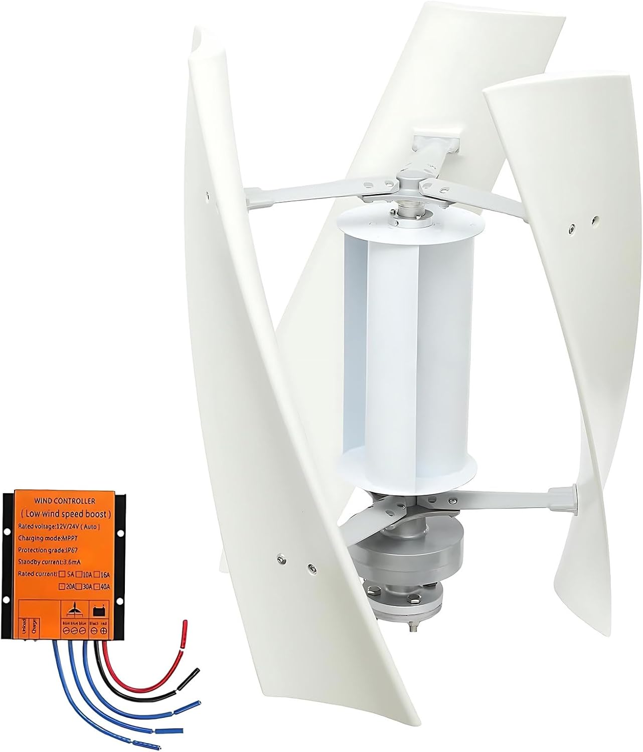 Vertical Helix Wind Turbine & Generator Kit, 100W-300W Maglev Energy System with Auto-Windward Blades for RV, Home and Industrial 200W