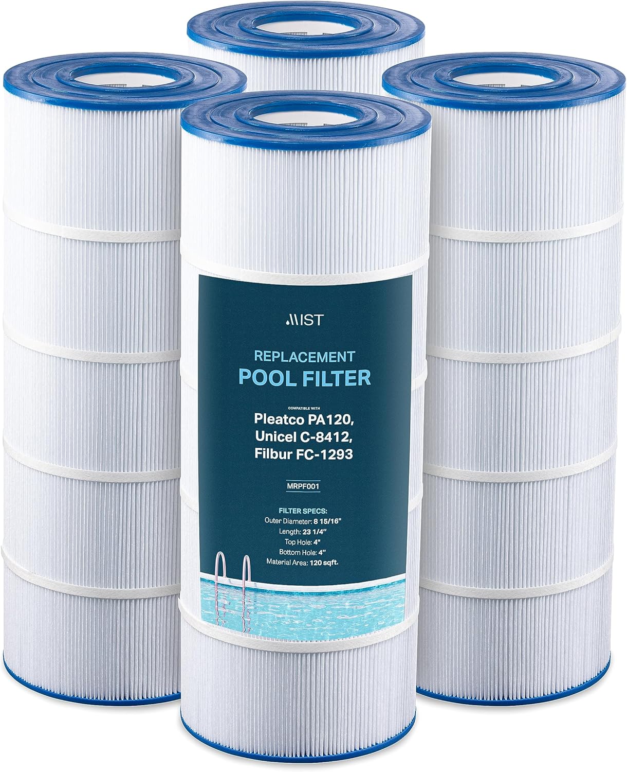 Mist- Pool Filter Cartridge, Pool Filter Replacement for Hayward C1200 Filter Cartridge, Replacement for Pleatco PA120 Pool Filter, Hayward Star Clear Plus C1200, Unicel C812 (4 Pack)