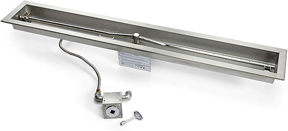 HPC Fire Match Light Gas Fire Pit Kit, 48-Inch Trough, Natural Gas (TOR-MLFPK48TRGH-FLEX-NG)