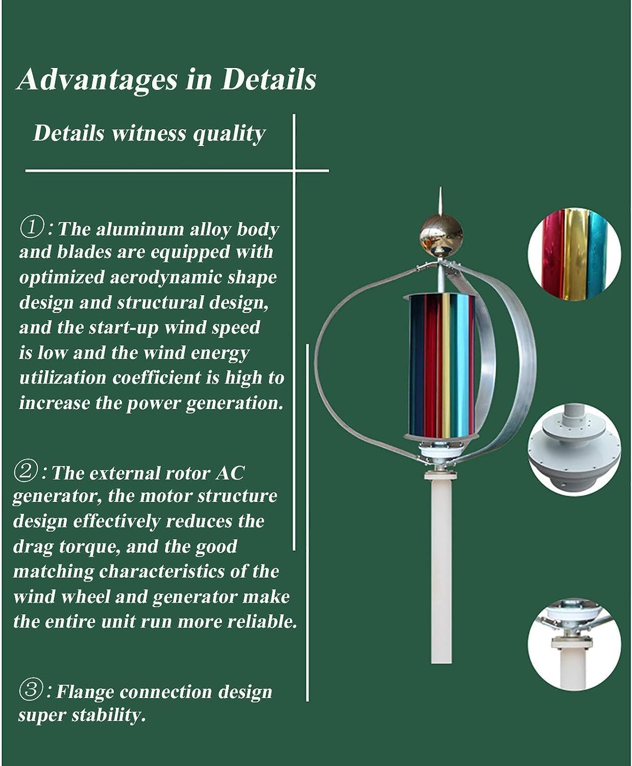 9000W Wind Turbines Generator Portable Vertical Wind Power Turbines Generator Kit with Charge Controller for Compatible with Attraction Schools Highway