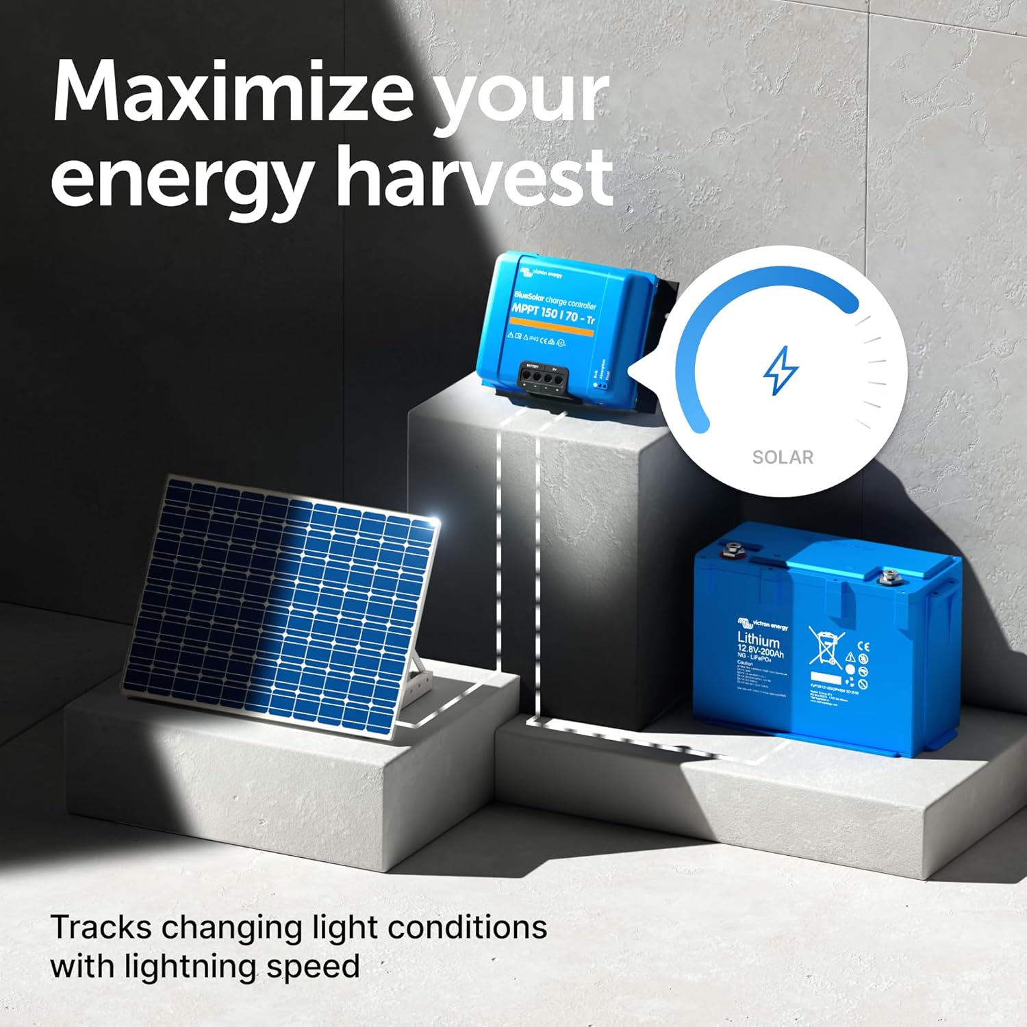 Victron Energy BlueSolar MPPT Tr Solar Charge Controller - Charge Controllers for Solar Panels - 150V, 70 amp, 12/24/36/48-Volt