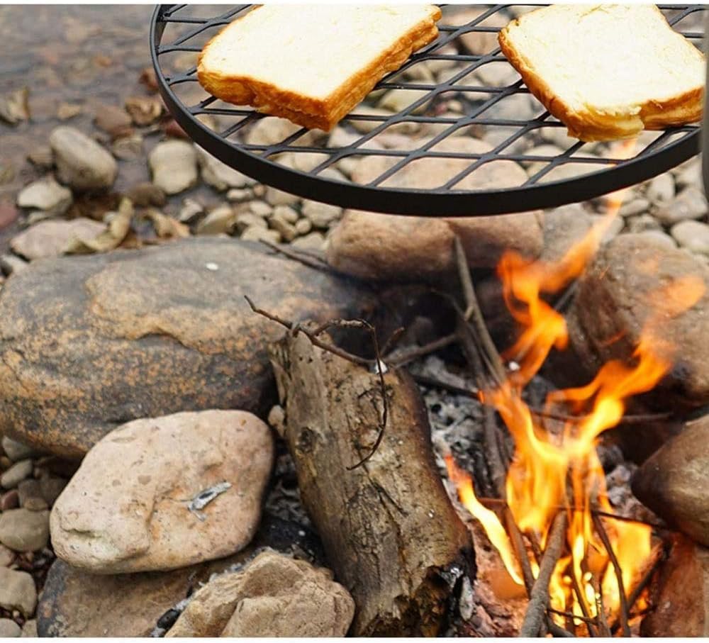 Barbecue,Cast Iron Firepit Grill,Outdoor Adjustable Fire Pit BBQ Grilling,for Camping Barbecue