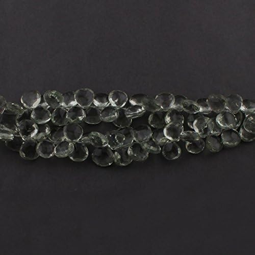 excellent 1 strand brazilian green amethyst faceted heart shape beads briolettes - 12mmx11mm-14mmx13mm 7.5 inch