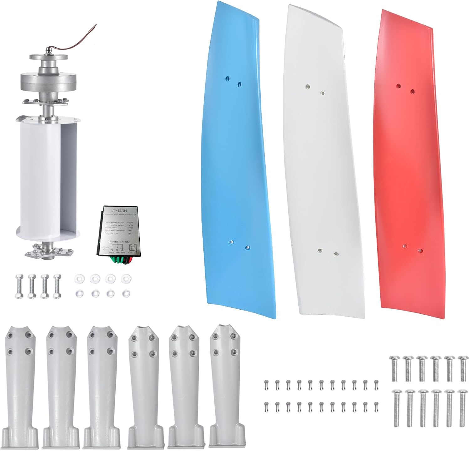 Small Wind Turbine for Home,3000W 24V 3 Leaves Wind Generator | Permanent Magnet Generator Kit for RVs, Boats, Home Street Lighting