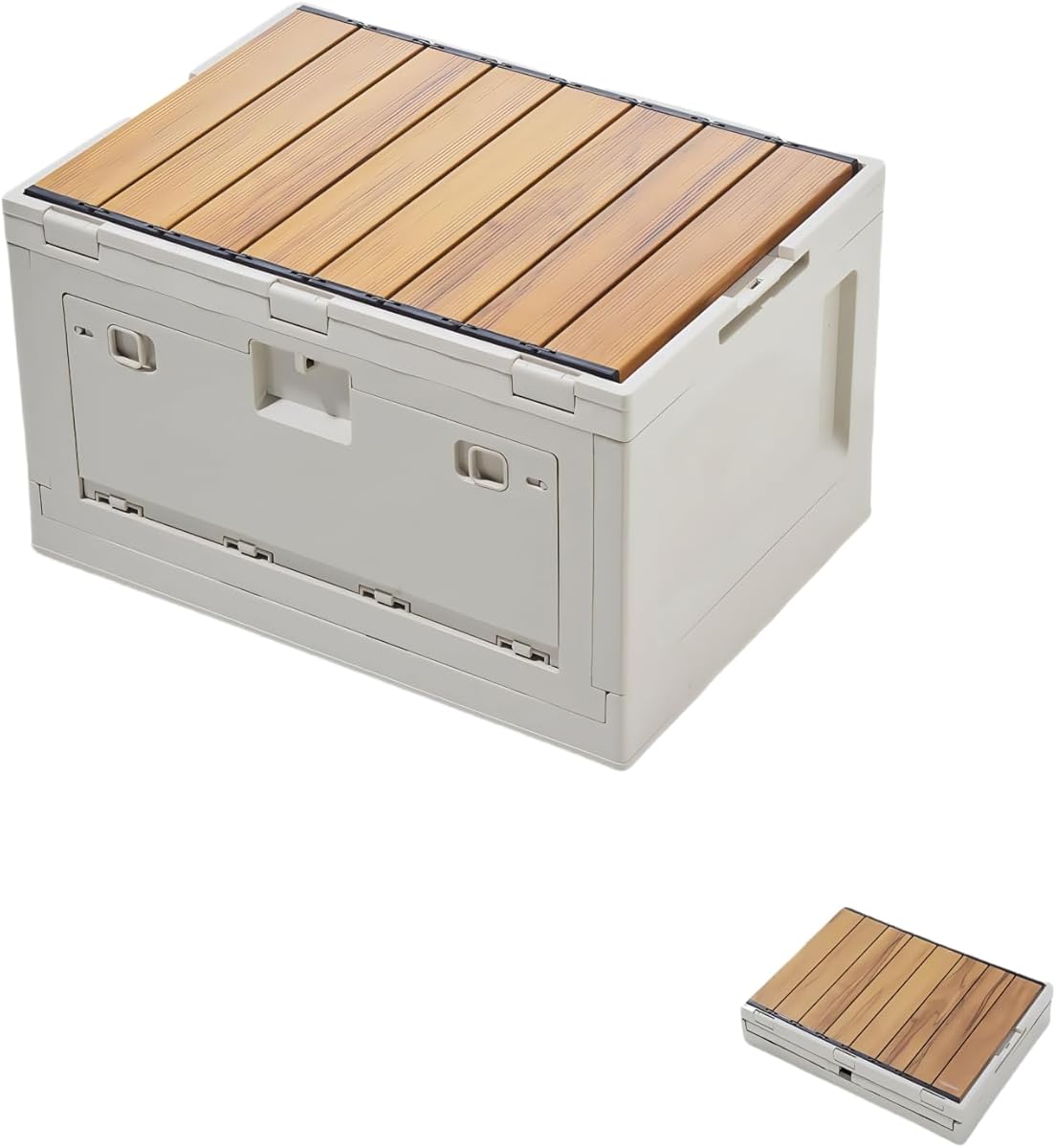 Foldable Storage Bins, Expandable Tool Organizer, with Removable Aluminum Cover, for Outdoor Camping, Traveling and Fishing (White A)