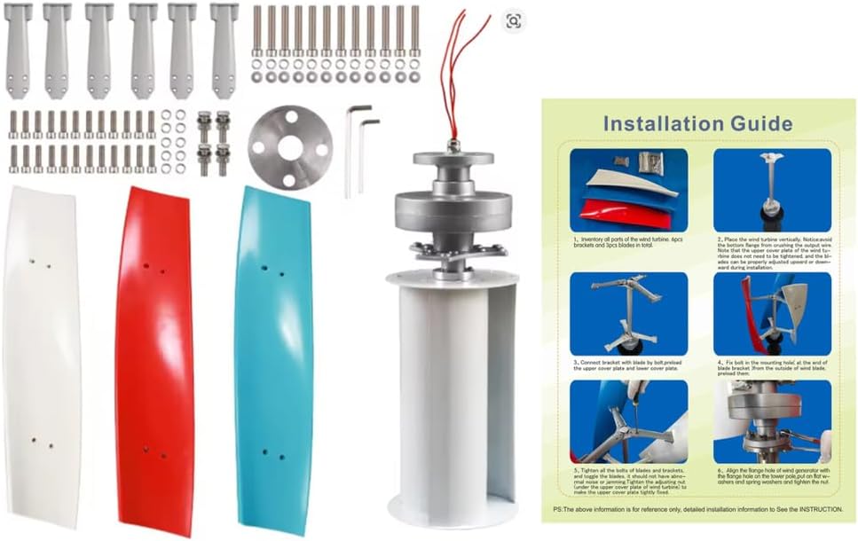 12V-220V Wind Turbine New Energy Kit, 10000W 3-Blade Wind Turbine Generator with Controller Simple Installation Suitable for Urban, Mountainous, and Rural Areas