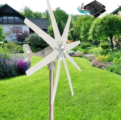 14000W Wind Generator Kit - 12V/24V/48V Wind Turbine with MPPT Controller, 8 Blades, Low Start Speed 2.5m/s, Ideal for Boats, Cabins, Terraces & Home Use