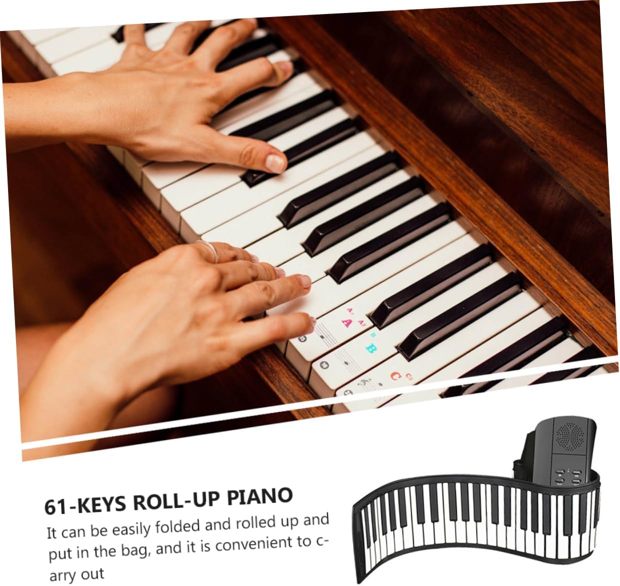 Silicone Roll-up Piano Electronic 61-key Boys and Girls Piano Keyboard Portable for Boys and Girls