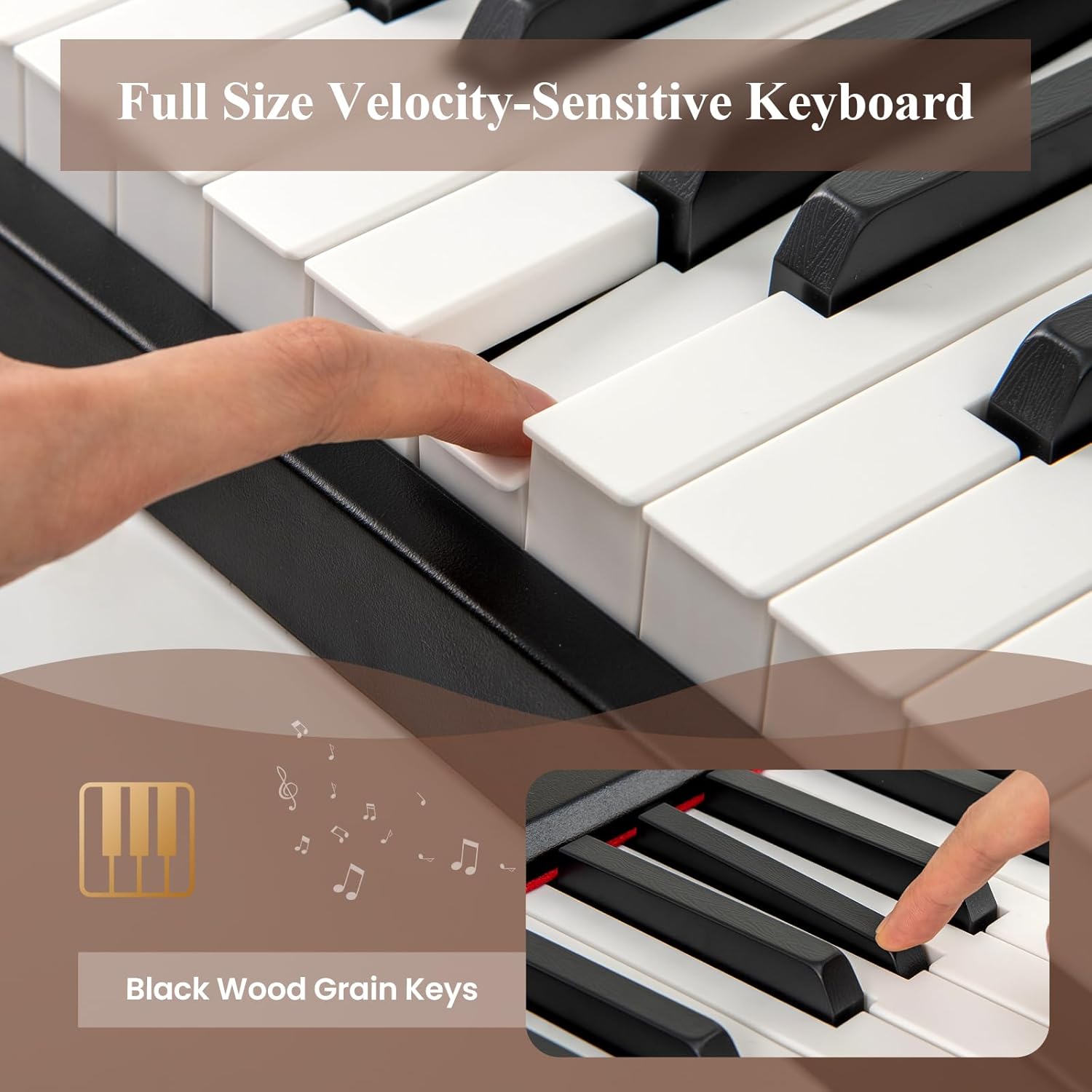 Costzon 88 Key Velocity-Sensitive Piano Keyboard, Portable Full Size Electric Keyboard with French DREAM Audio Source, USB MIDI, Sustain Pedal, Music Stand, Power Adapter & Carrying Case for Beginners