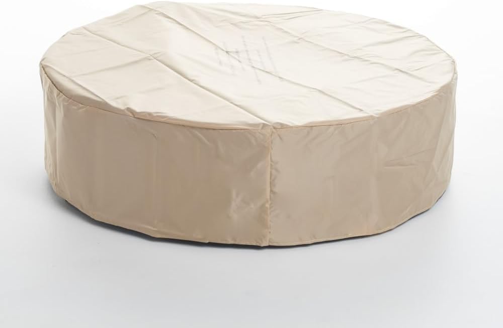 Outdoor 50,000 BTU Round MgO Concrete Propane Fire Pit, Light Grey (Tank Cover not Included) (Light Grey + Magnesium Oxide-1)