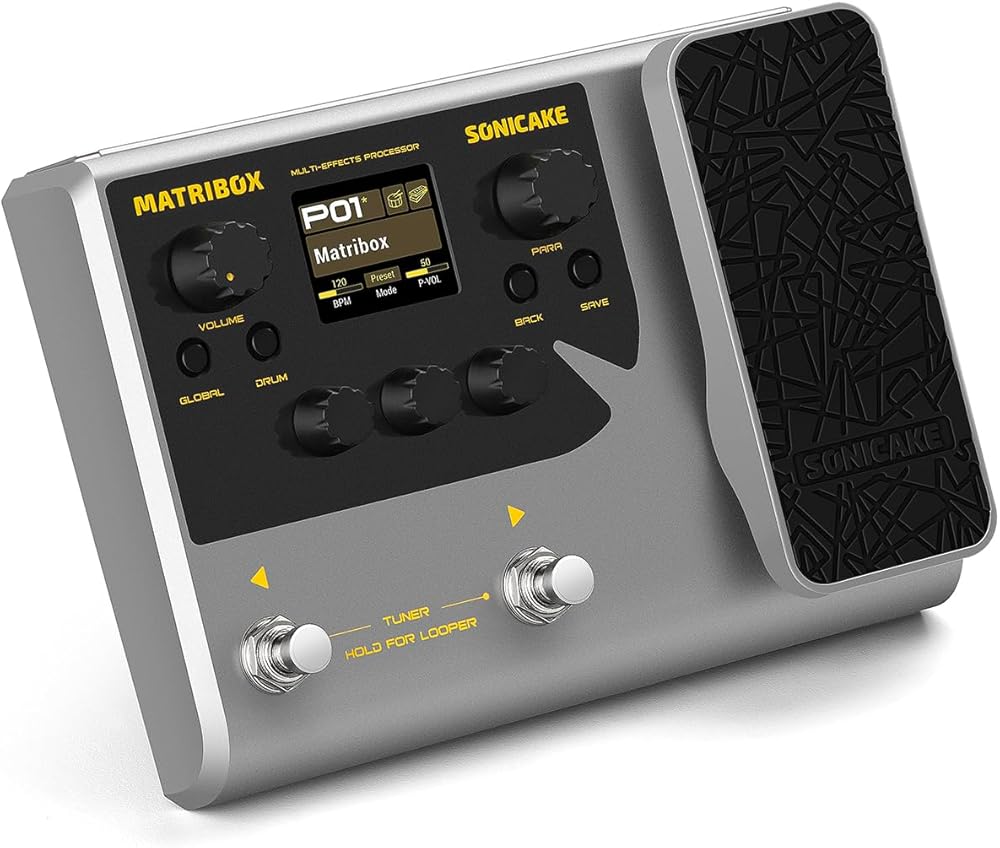 SONICAKE Matribox - Guitar Multi Effects Processor with Expression Pedal, With 130 Built-in Guitar/Bass/Acoustic Effects, Amp Modeling, IR Cabinets Simulation, Stereo OTG USB Audio Interface QME-50