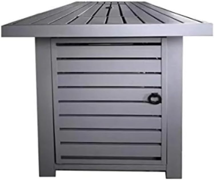 Modern Outdoor Fire Pit Table with Lid - 42 Inch Steel Propane Fire Pit with Lava Rocks for Patio Garden Backyard