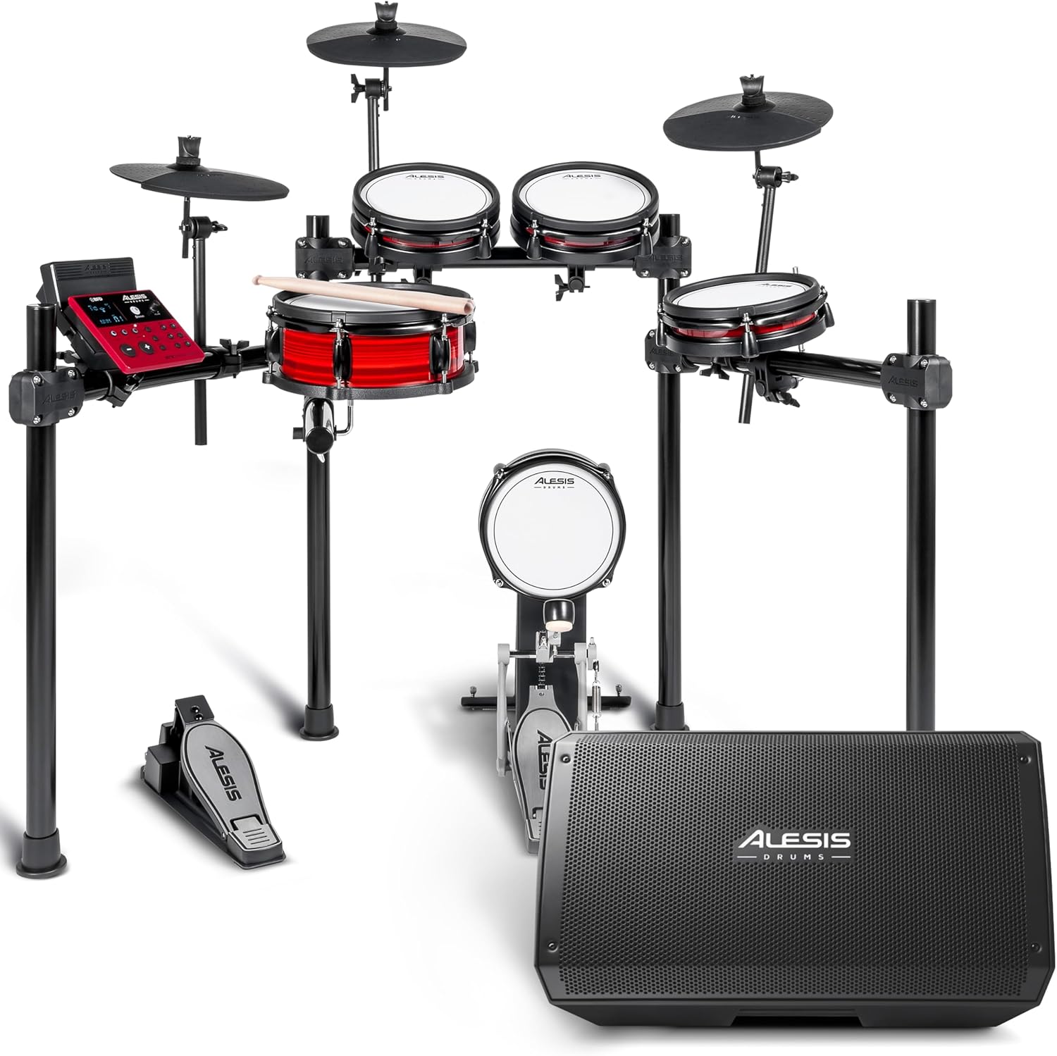 Alesis Nitro Pro and Strike Amp 12 MK2 - Electric Drum Set with and 12-inch 2500W Drum Amp Speaker, with Bluetooth